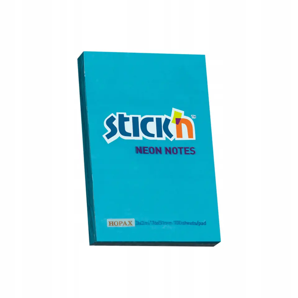 Bloczek STICK"N 76x51mm niebieski neon 100k 21207 STICK"N