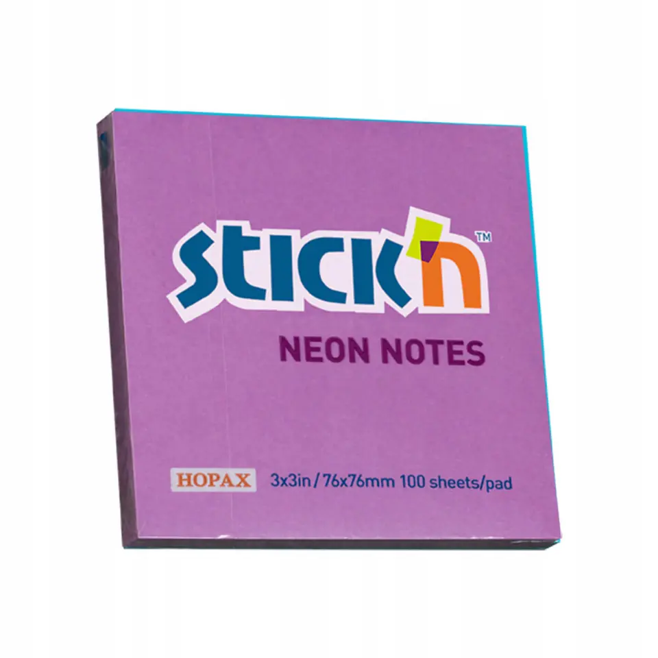 Bloczek STICK"N 76x76mm fioletowy neonowy 100k 21210 STICK"N