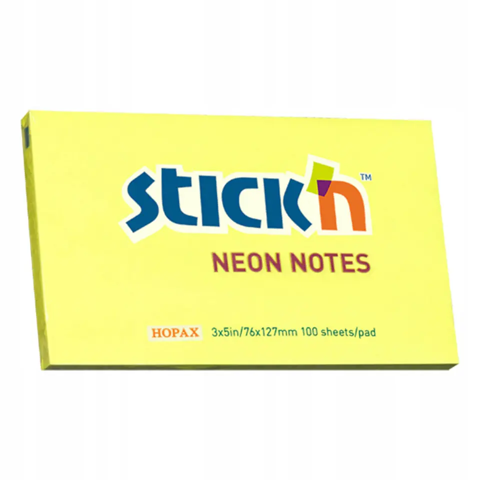 Bloczek STICK"N 127x76mm żółty neonowy 100k 21135 STICK"N