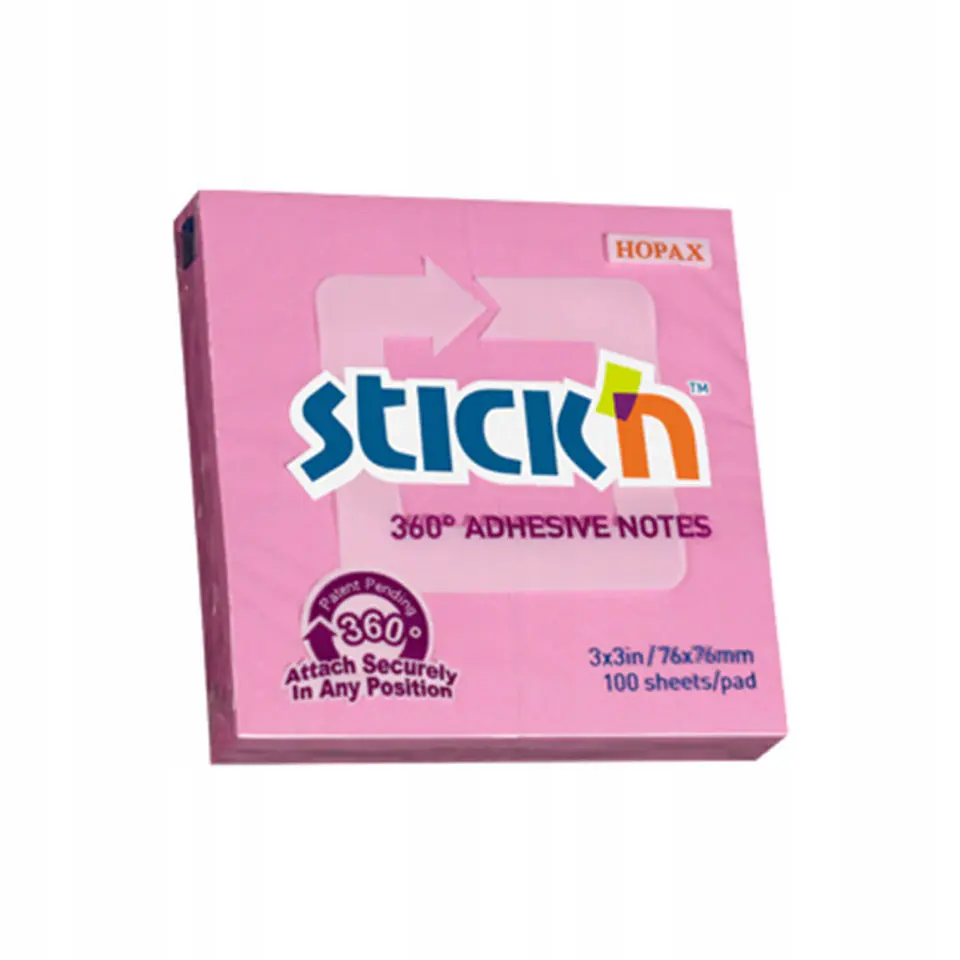 Bloczek STICK"N 76x76mm 360stopni różowy 21554