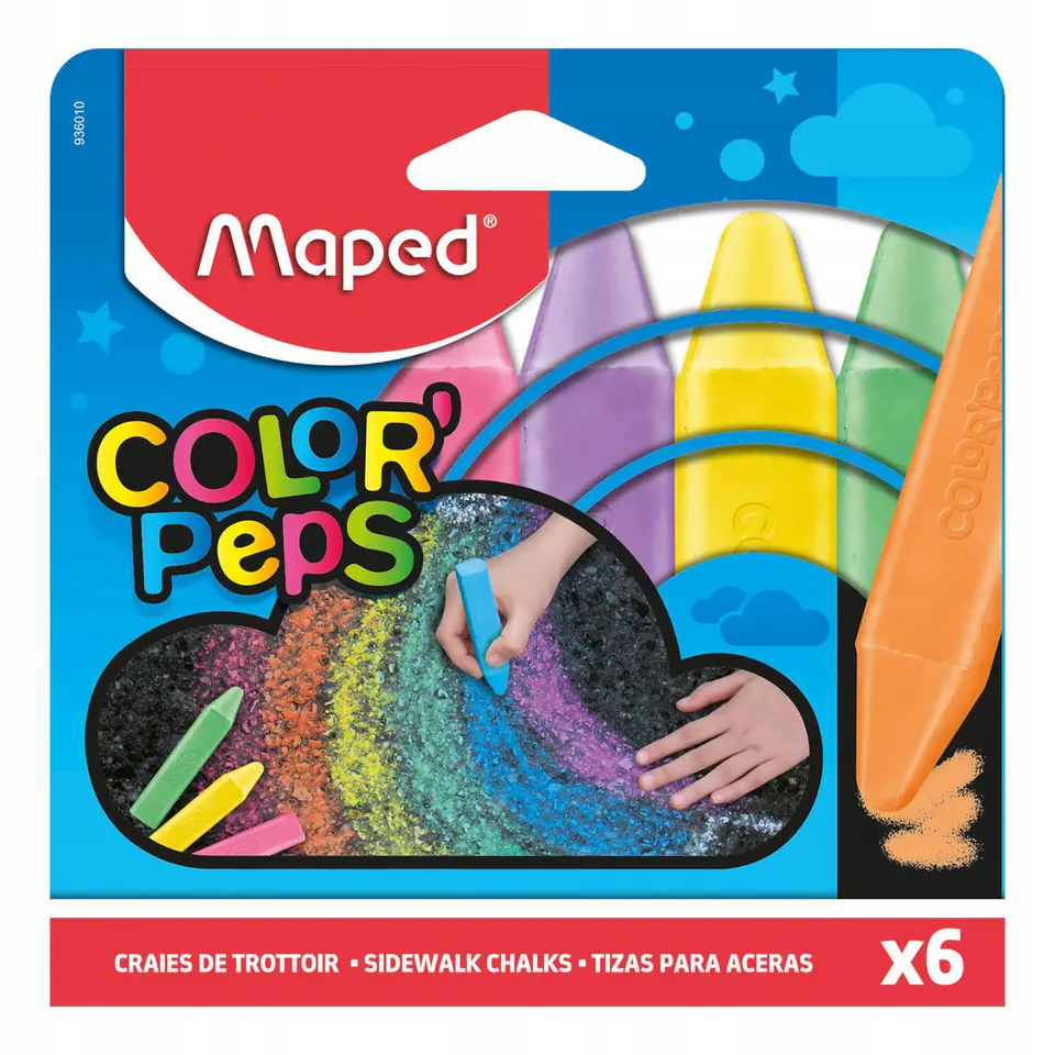 Kreda chodnikowa COLOR PEPS 6 kolorów, pud z zawieszką 936010 MAPED