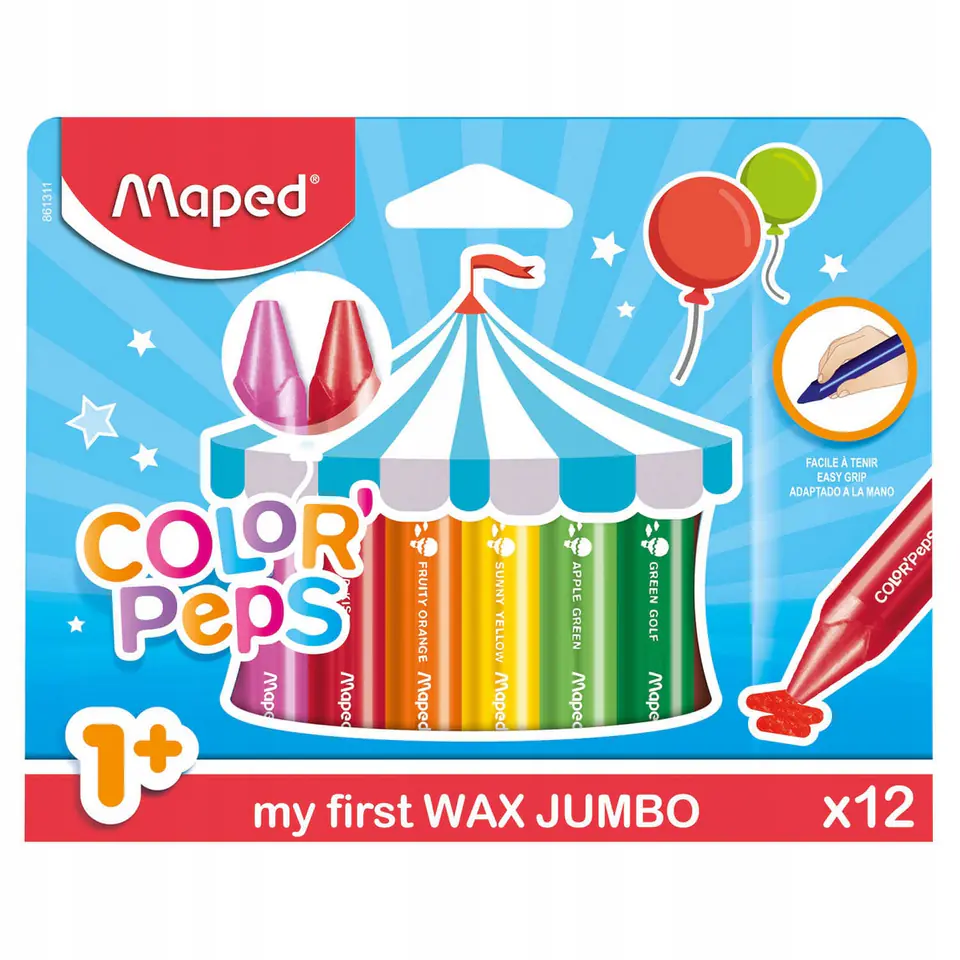 Kredki COLORPEPS świecowe JUMBO 12 kolorów 861311 MAPED