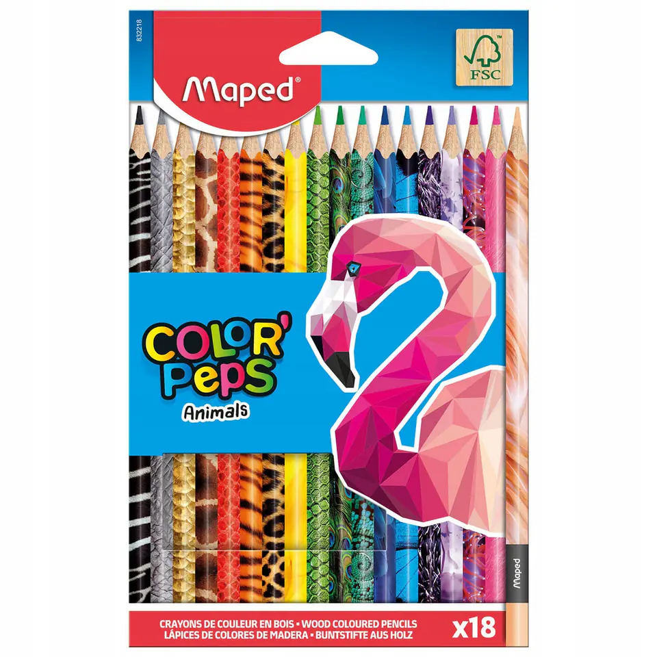 Kredki Colorpeps animals trójkątne 18 szt pud. z zaw. 832218 MAPED