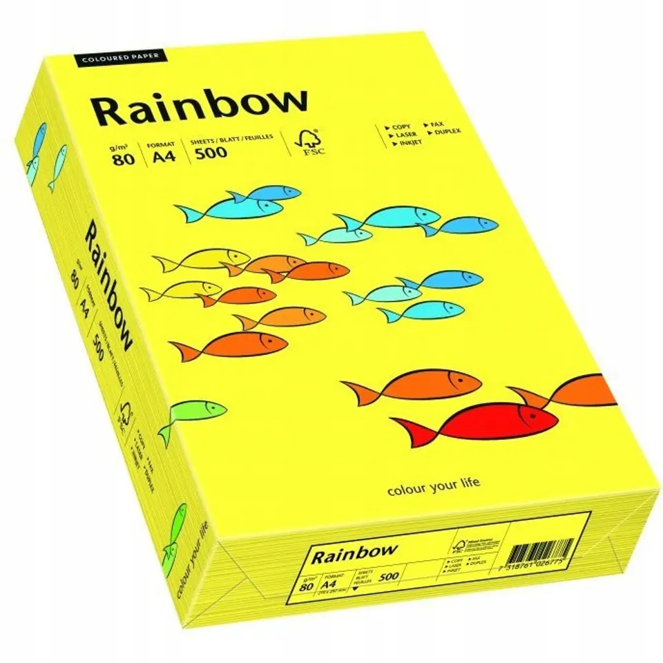 Papier ksero A4 80g RAINBOW R14 słonecznożółty 88042319