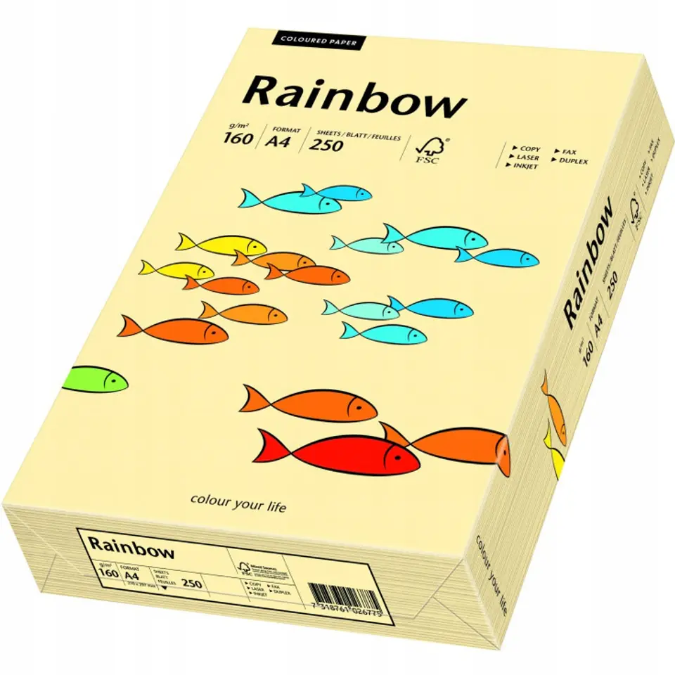 Papier ksero A4 160g RAINBOW R06 kość słoniowa/chamois 250ark 88042283