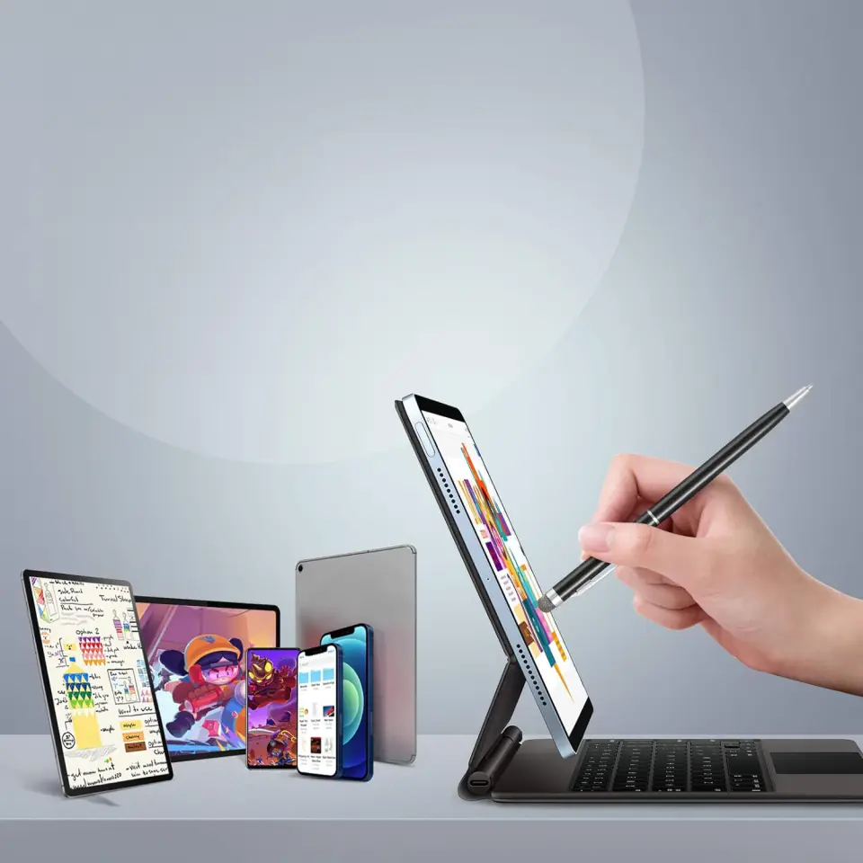 Rysik pojemnościowy z długopisem długopis 2w1 do ekranów smartfonów tabletów precyzyjny czarny