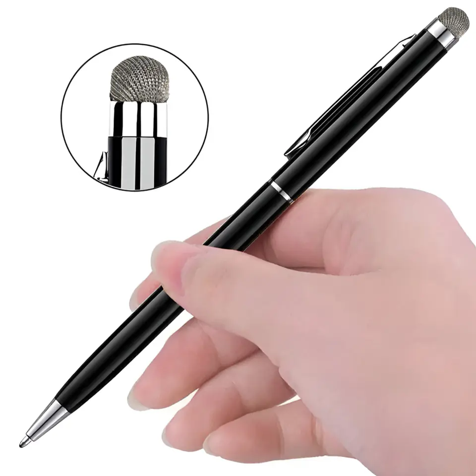 Rysik pojemnościowy z długopisem długopis 2w1 do ekranów smartfonów tabletów precyzyjny czarny