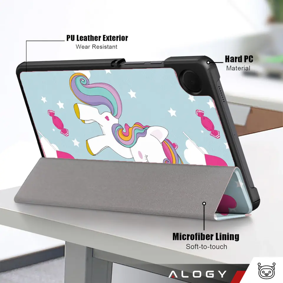 Etui do Samsung Galaxy Tab A9 2023 8.7" X110/X115 obudowa na tablet Case Alogy Book Cover Unicorn Jednorożec niebieskie