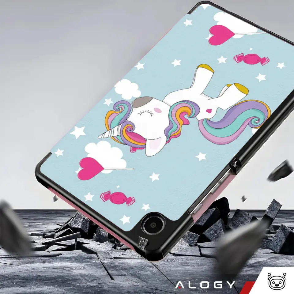 Etui do Samsung Galaxy Tab A9 2023 8.7" X110/X115 obudowa na tablet Case Alogy Book Cover Unicorn Jednorożec niebieskie