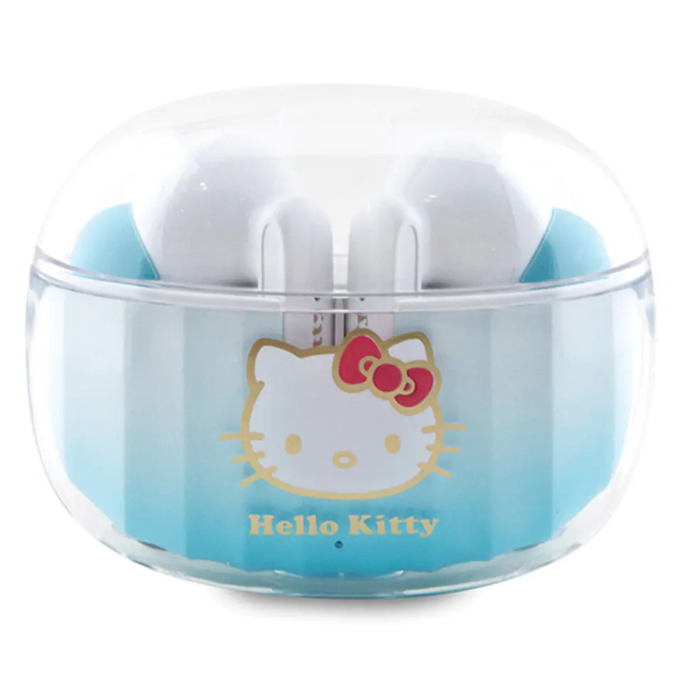 Hello Kitty słuchawki Bluetooth HKTWSHDGKEQ TWS + stacja dokująca niebieski/blue Gradient Electroplating Logo