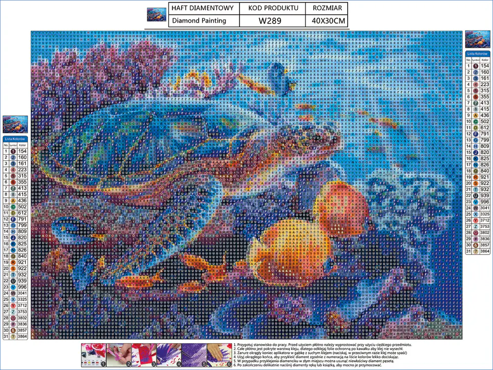 Diamond Embroidery, Painting, Diamond Mosaic Diamond Painting, CORAL REEF 40x30cm