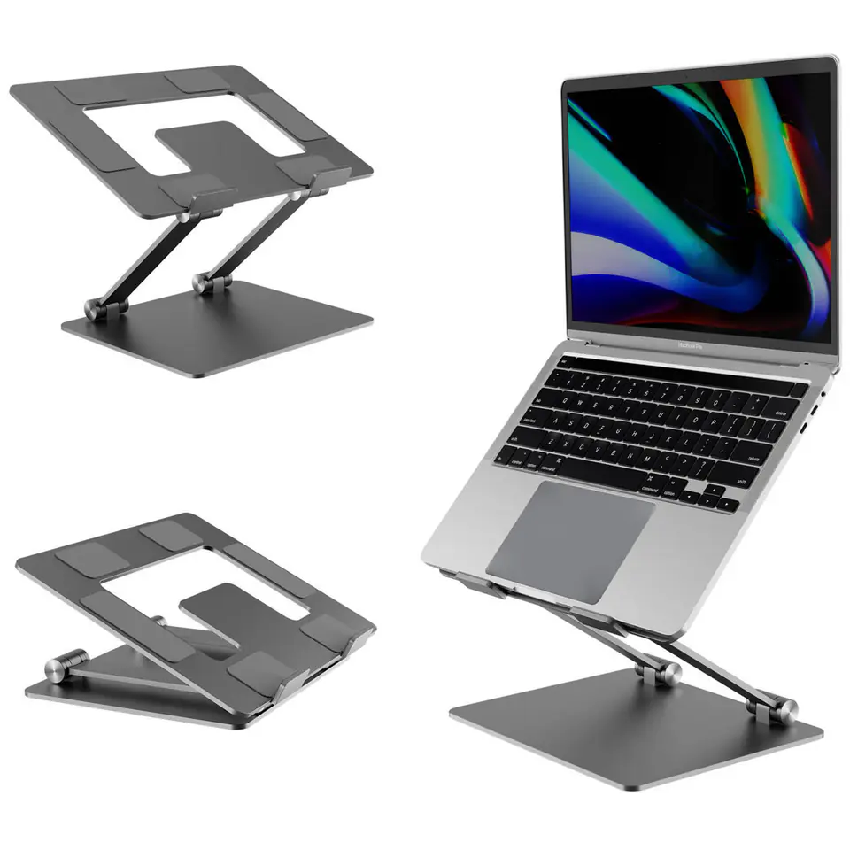 Stojak na laptopa Macbook'a 17 podstawka stolik uchwyt składany regulowany aluminiowy na biurko Alogy Grafitowy