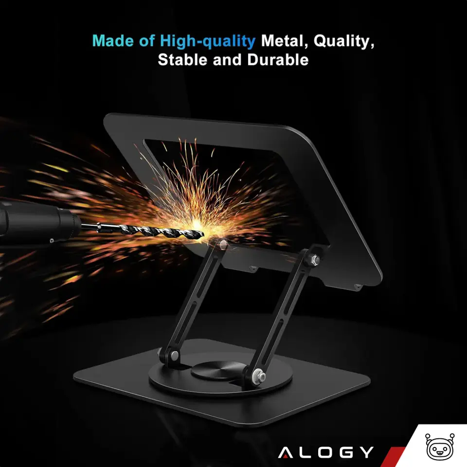 Stojak na laptopa Macbook'a 17 podstawka uchwyt stolik składany obrotowy 360 regulowany metalowy na biurko Alogy czarny