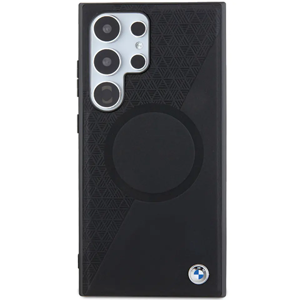 BMW BMHMS24M23RTPK S24+ S926 czarny/black hardcase Signature Leather Half Textured & Circle MagSafe