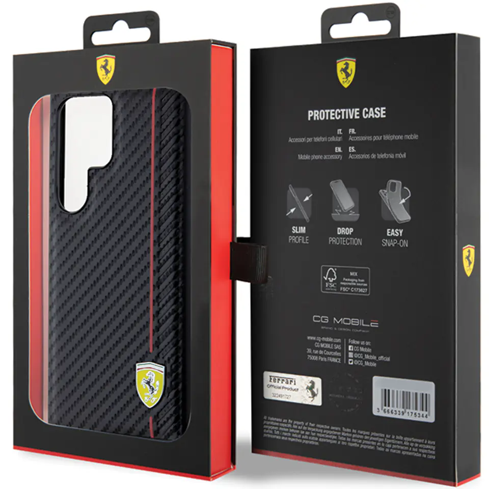 Ferrari FEHCS24SN3DUR S24 S921 czarny/black hardcase Carbon Printed Line