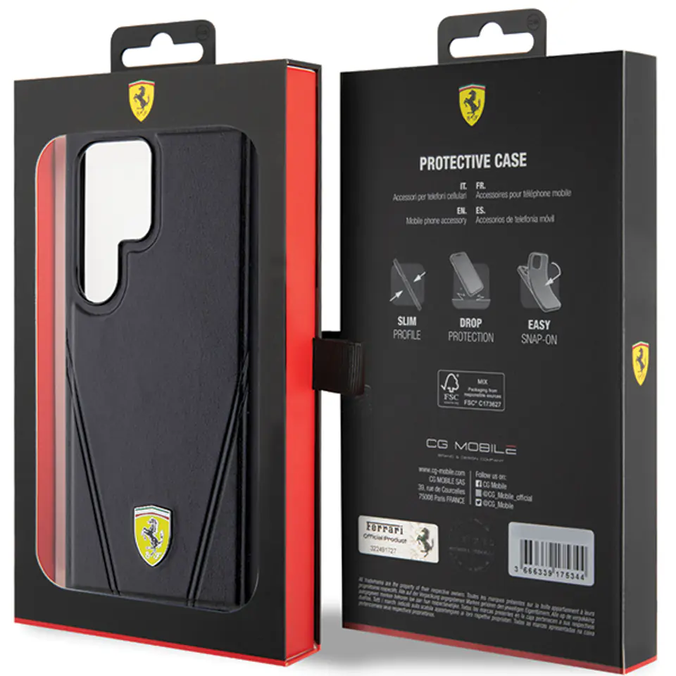 Ferrari FEHMS24MP3BAK S24+ S926 czarny/black hardcase Hot Stamp V Lines MagSafe