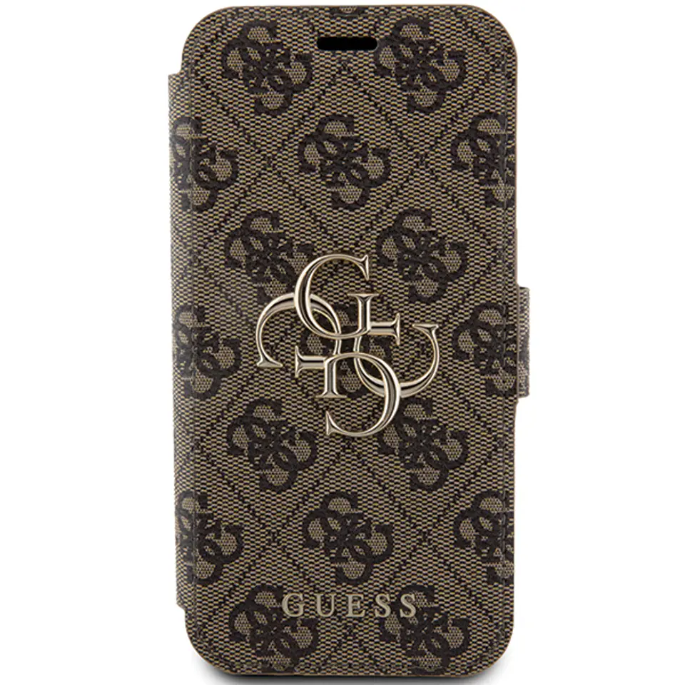 Guess GUBKP15S4GMGBR iPhone 15 / 14 / 13 6.1" brązowy/brown book 4G Metal Logo