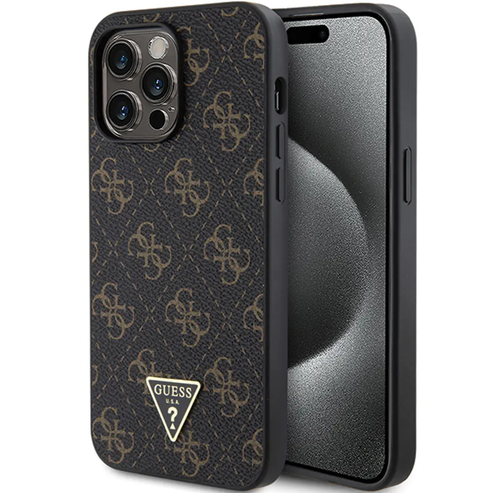 Guess GUHCP14SPG4GPK iPhone 14 / 15 / 13 6.1" czarny/black hardcase 4G Triangle Metal Logo