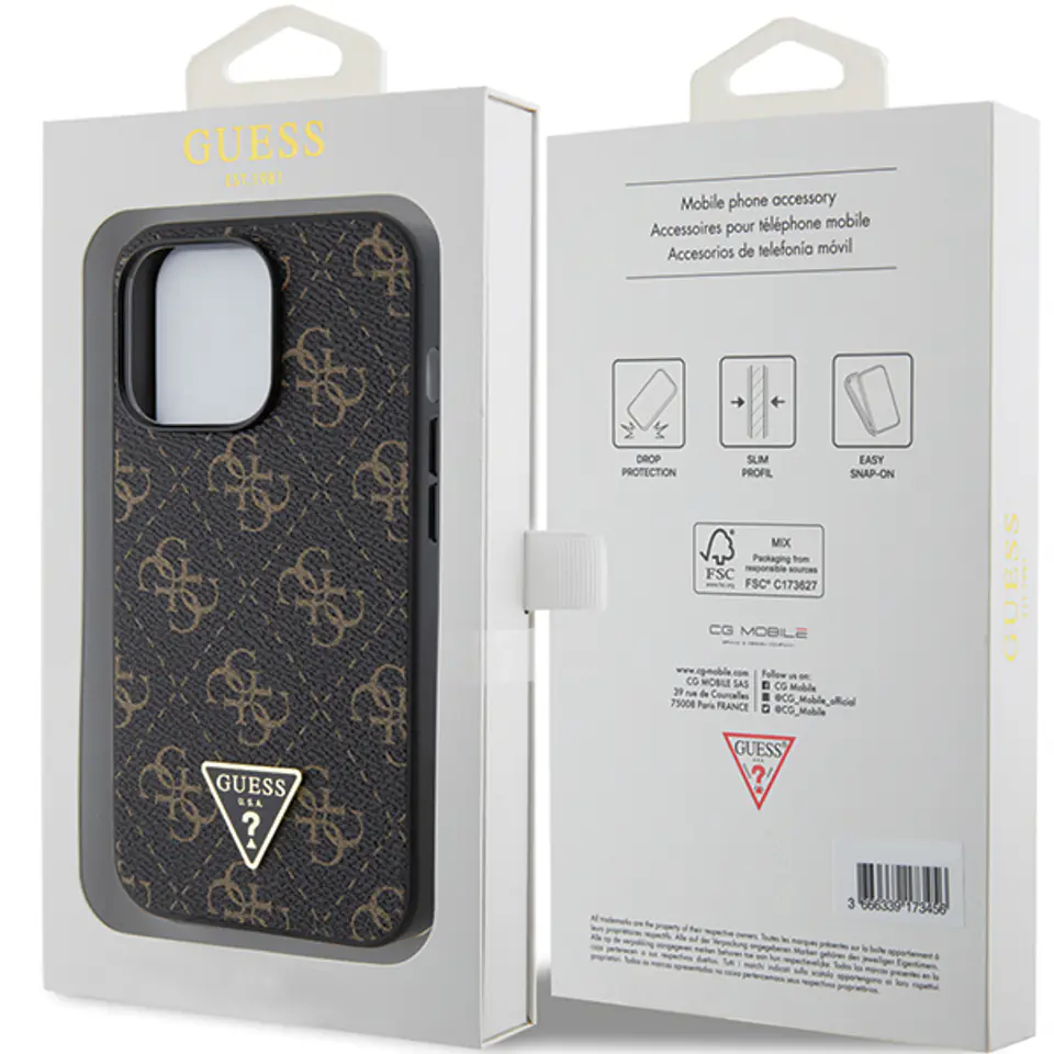 Guess GUHCP14LPG4GPK iPhone 14 Pro 6.1" czarny/black hardcase 4G Triangle Metal Logo