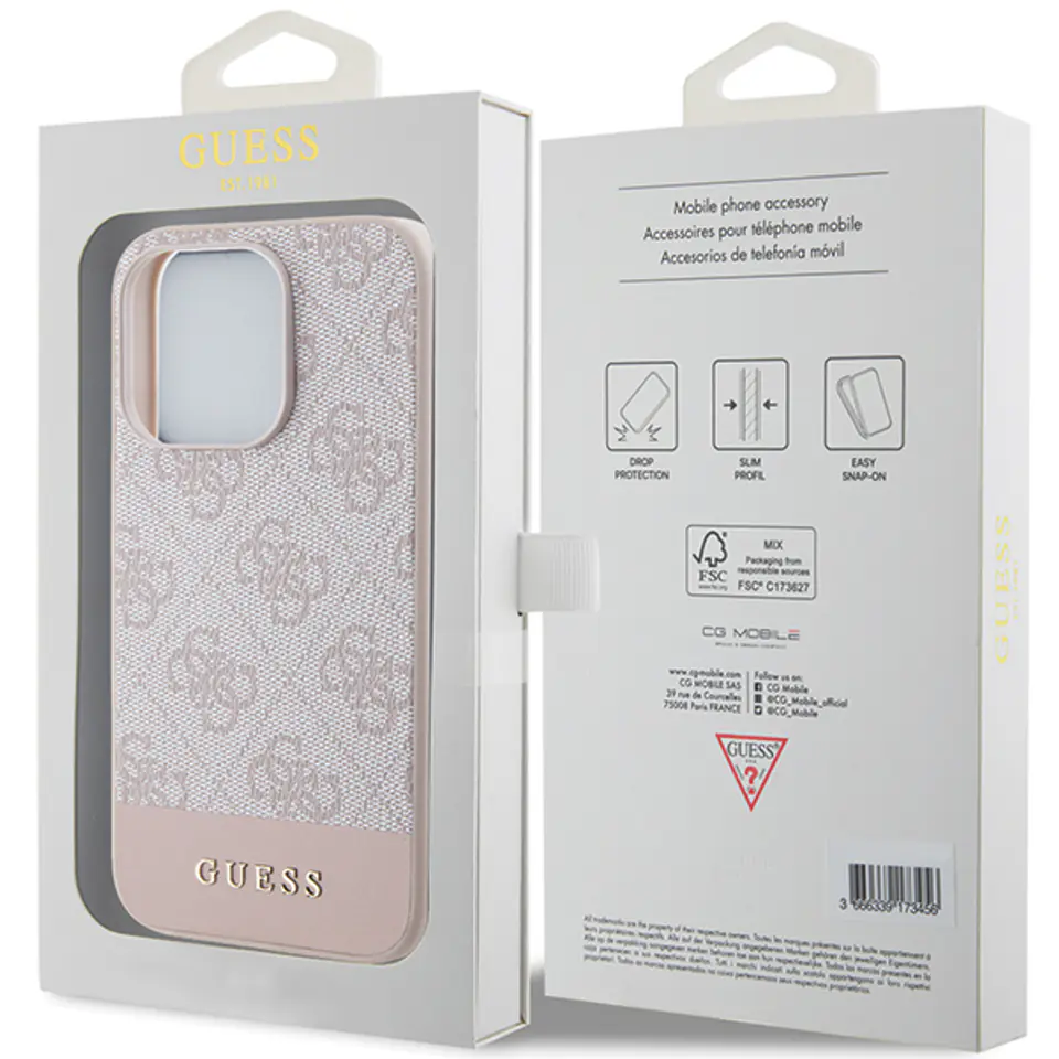 Guess GUHCP14XG4GLPI iPhone 14 Pro Max 6,7" różowy/pink hard case 4G Stripe Collection