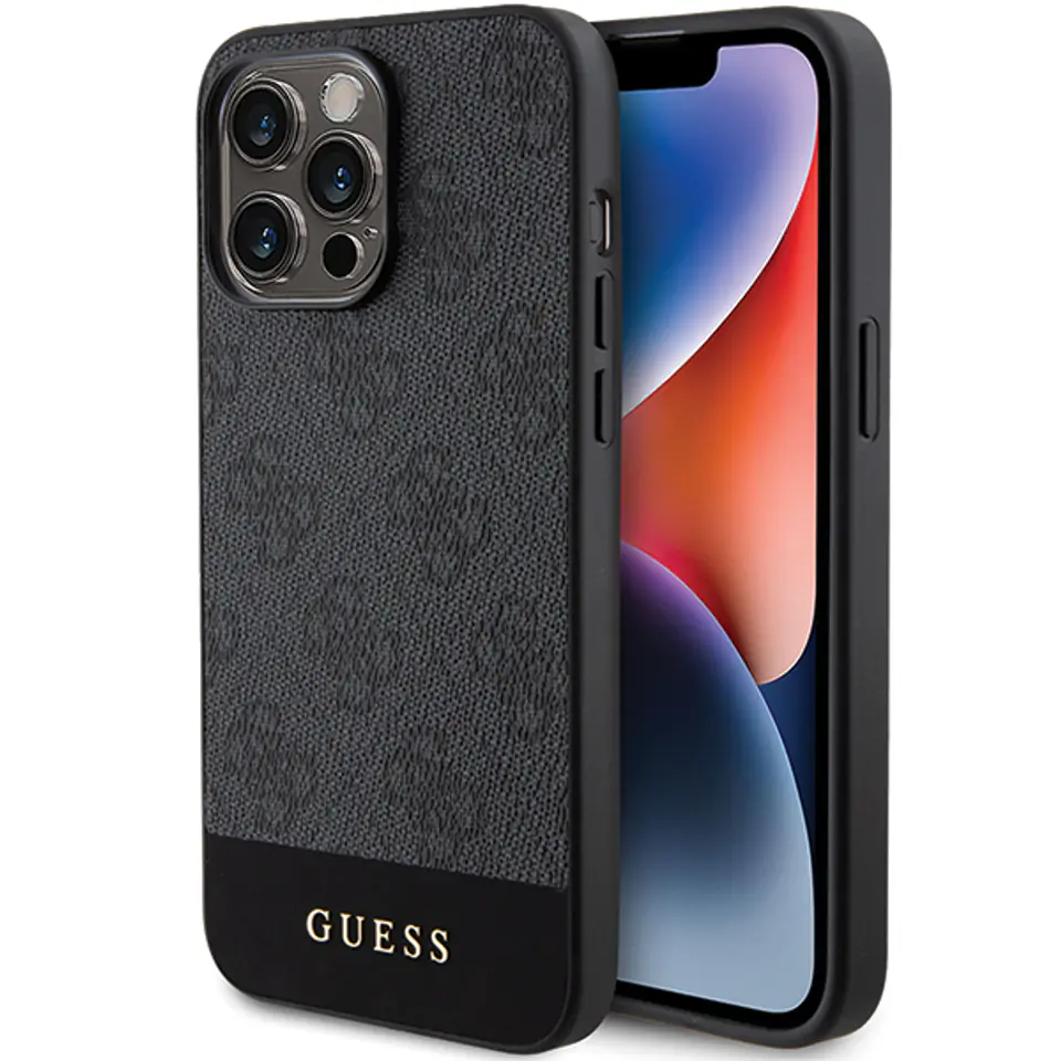 Guess GUHCP15XG4GLGR iPhone 15 Pro Max 6.7" szary/grey hardcase 4G Stripe Collection