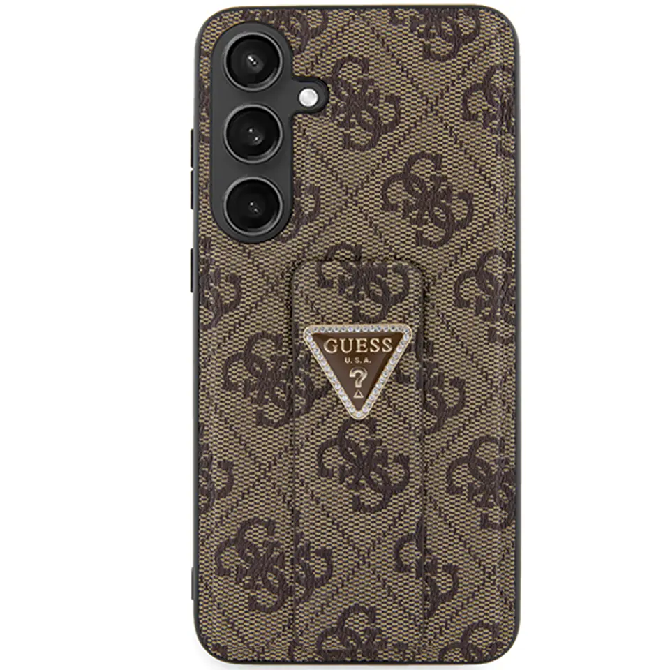 Guess GUHCS24MPGS4TDW S24+ S926 brązowy/brown hardcase Grip Stand 4G Triangle Strass