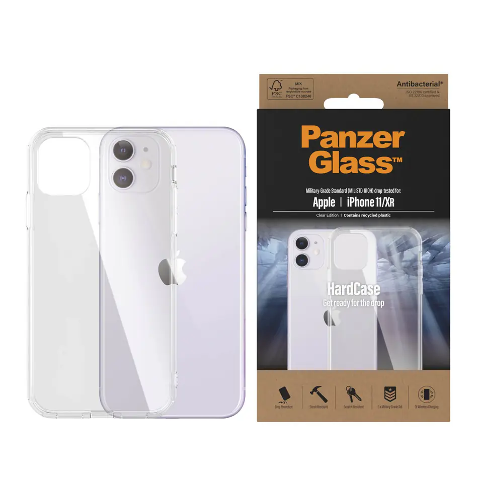 PanzerGlass ClearCase iPhone 11/Xr Antibacterial Military grade clear 0426