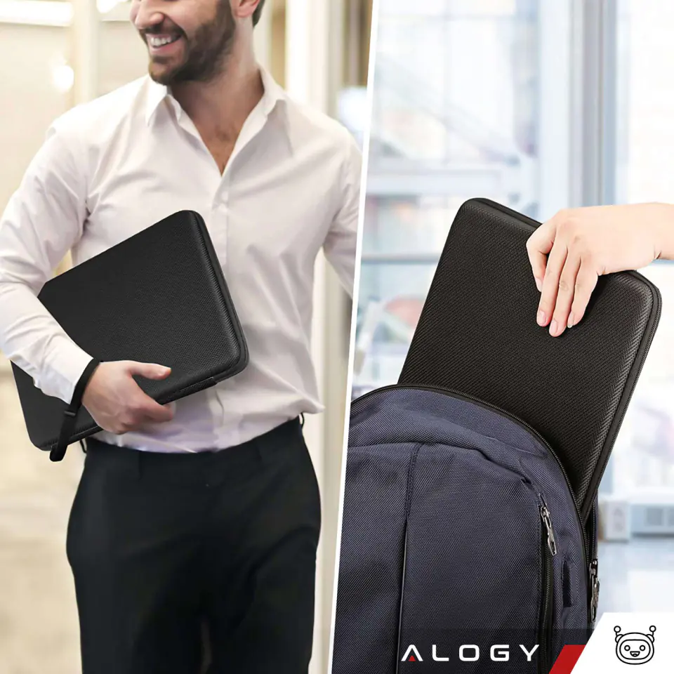 Torba na laptopa do MacBooka Air Pro 13.3" Alogy Hard Foam Bag etui ochronne teczka 13-14" Czarna