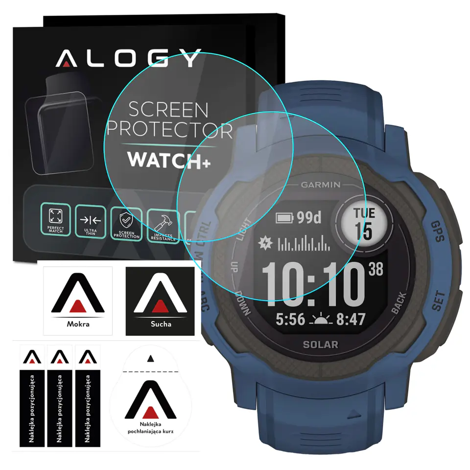 2x Szkło Hartowane do Garmin Instinct 2 / Tactical ochronne na smartwatch Alogy Screen Protector Watch+