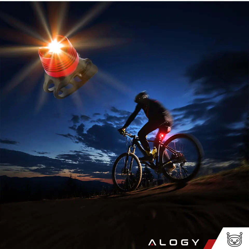 Lampka rowerowa tylna na tył roweru oświetlenie LED światełko światło tylnie czerwona aluminiowa wodoodporna IPX4 50lm Alogy