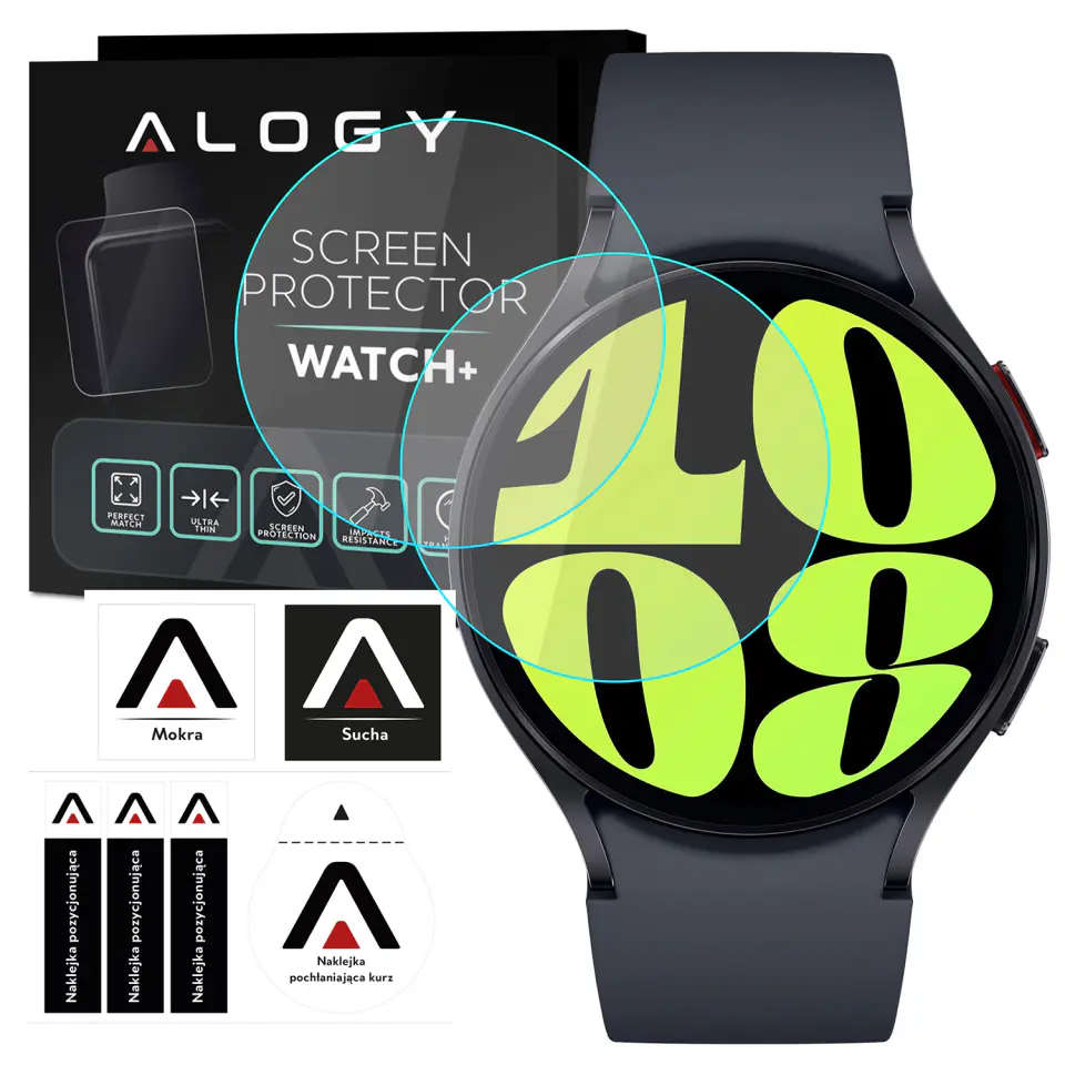 2x Szkło Hartowane do Samsung Galaxy Watch 6 44mm ochronne na smartwatch Alogy Screen Protector Watch+