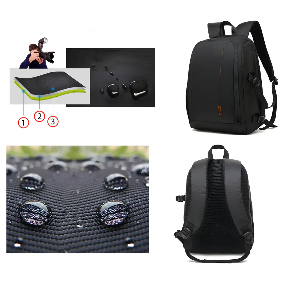 Plecak fotograficzny wodoodporny pokrowiec na aparat, sprzęt fotograficzny, laptop 15.6 duży 44x30x19 Czarno-czerwony