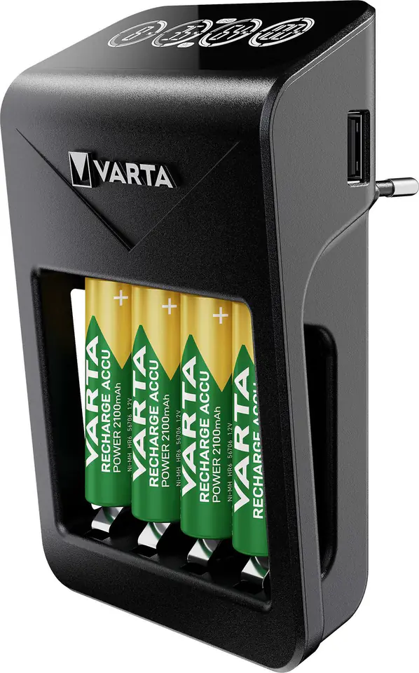 Ładowarka lcd plug +4x AA 2100mAh Varta