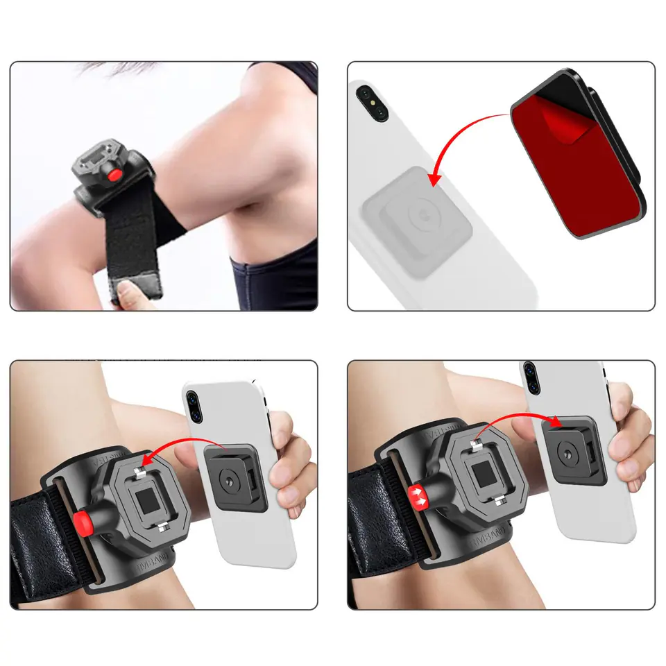 Opaska na rękę ramię na telefon do biegania sport uchwyt do telefonu zaczep klips TSA1 Armband czarny