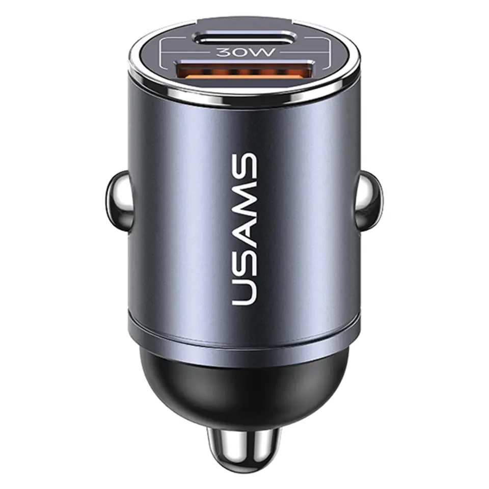 USAMS Ład. sam. 1xUSB+1xUSB-C C38 30WPD Fast Charge z wbudowanym pieścieniem stalowy/tarnish CC206CC01 (US-CC206)