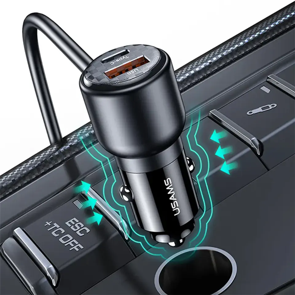 USAMS Ład. sam. C40 3xUSB+2xUSB-C 165WPD+QC Fast Charge czarny/black CC213CC01 (US-CC213)