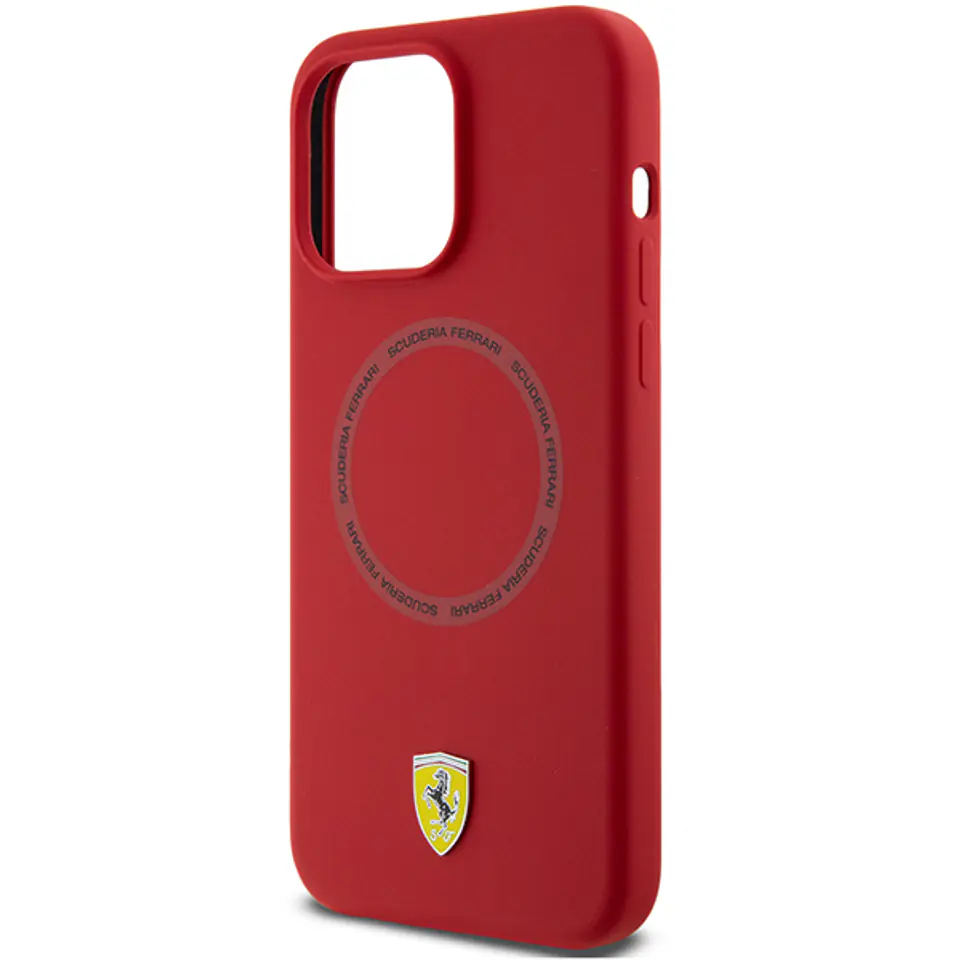 Ferrari FEHMP15XSBAR iPhone 15 Pro Max 6.7" czerwony/red hardcase Silicone Printed Ring MagSafe