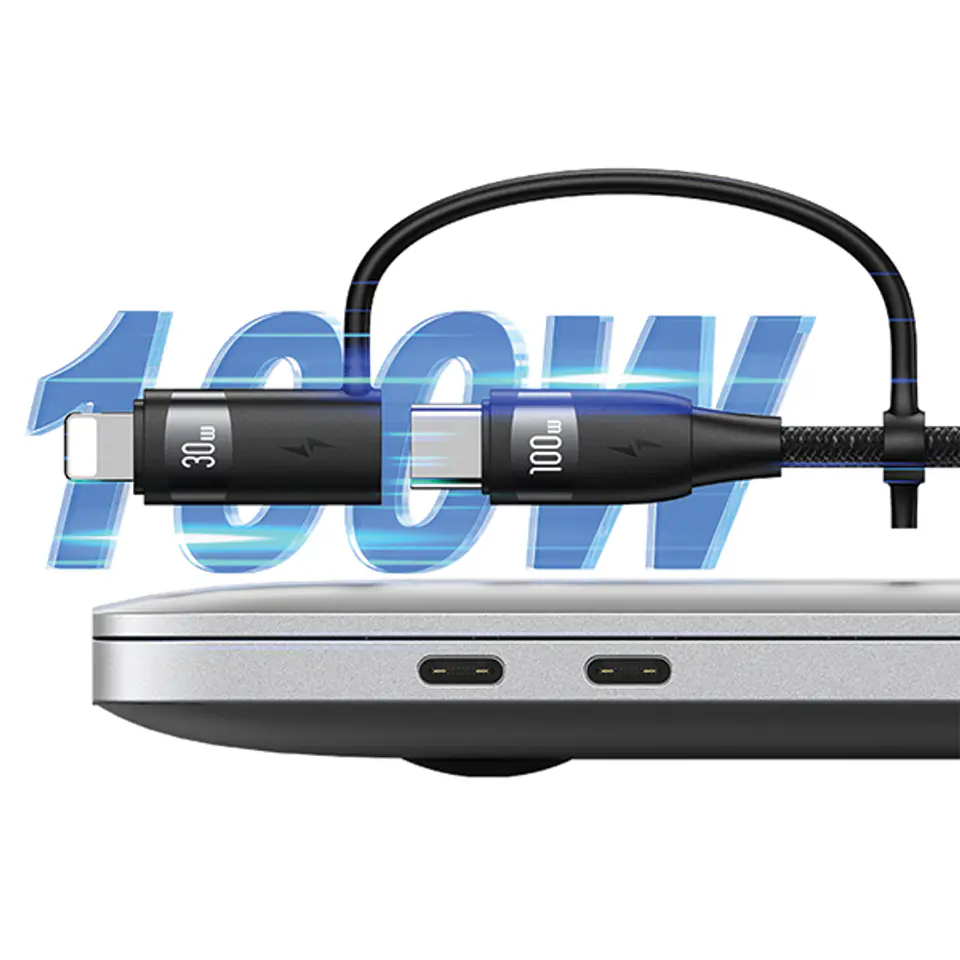 USAMS Kabel U85 2xUSB-C/USB/Micro-USB/Lightning 6w1 1,2m 100W PD Fast Charge fioletowy/purple SJ645USB02 (US-SJ645)