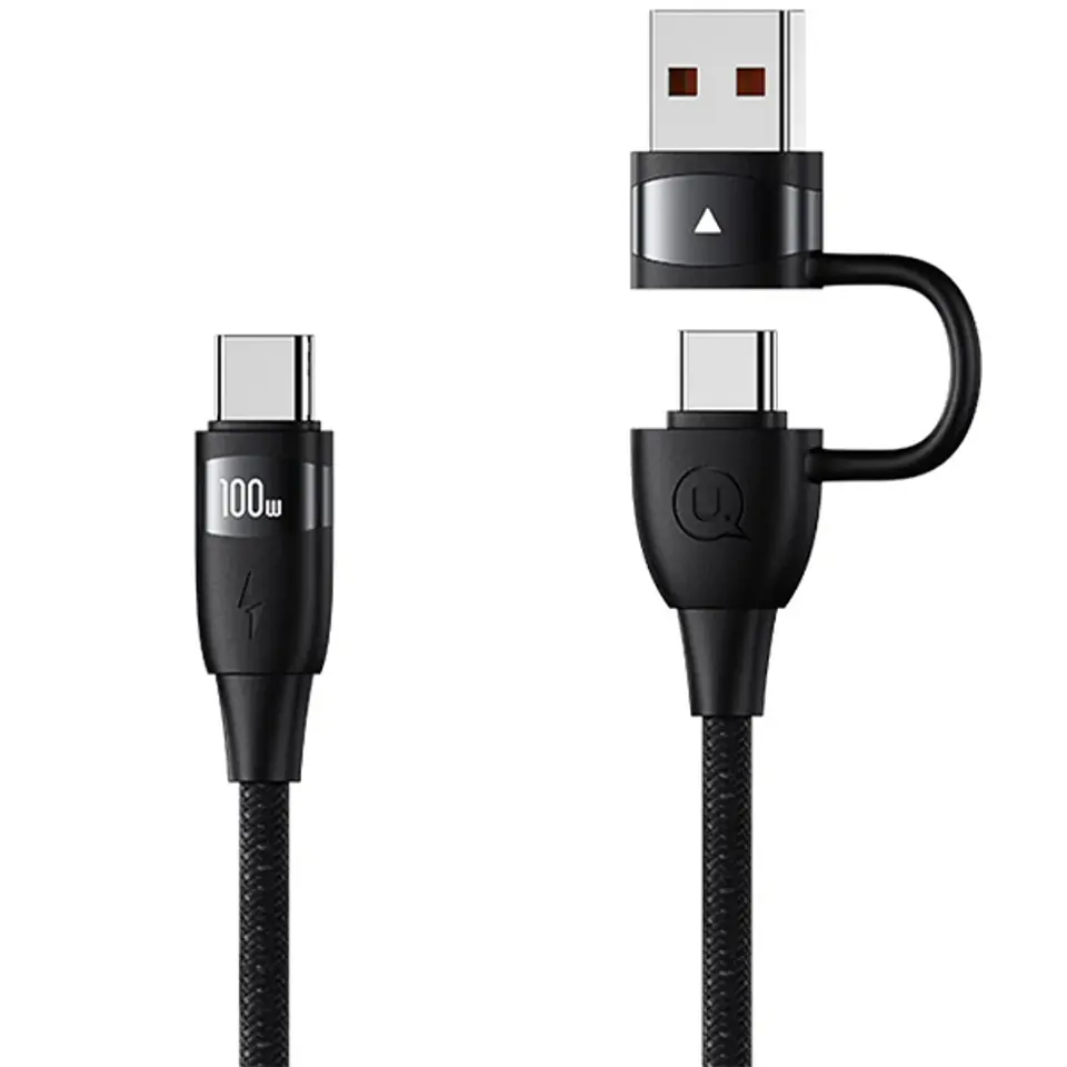 USAMS Kabel U85 2xUSB-C/USB-A 2m 100W PD Fast Charge czarny/black SJ655USB01 (US-SJ655)