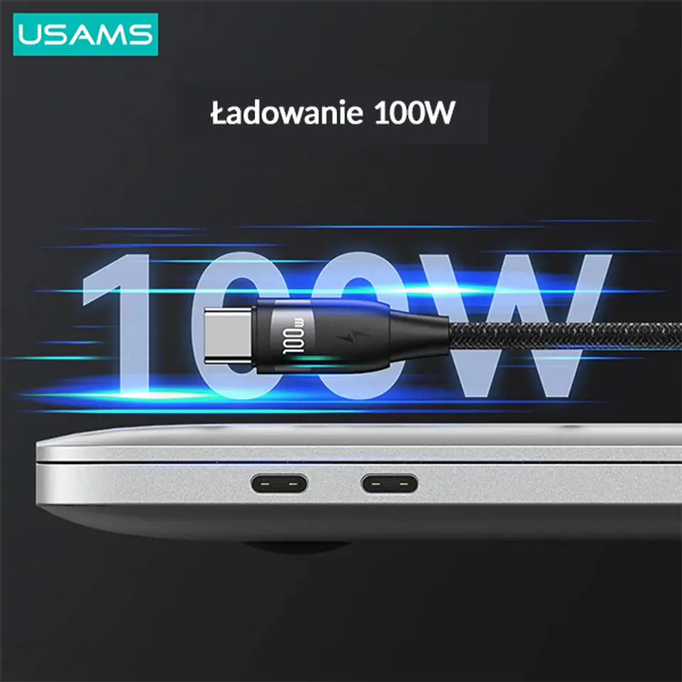 USAMS Kabel U85 2xUSB-C/USB-A1,2m 100W PD Fast Charge czarny/black SJ654USB01 (US-SJ654)
