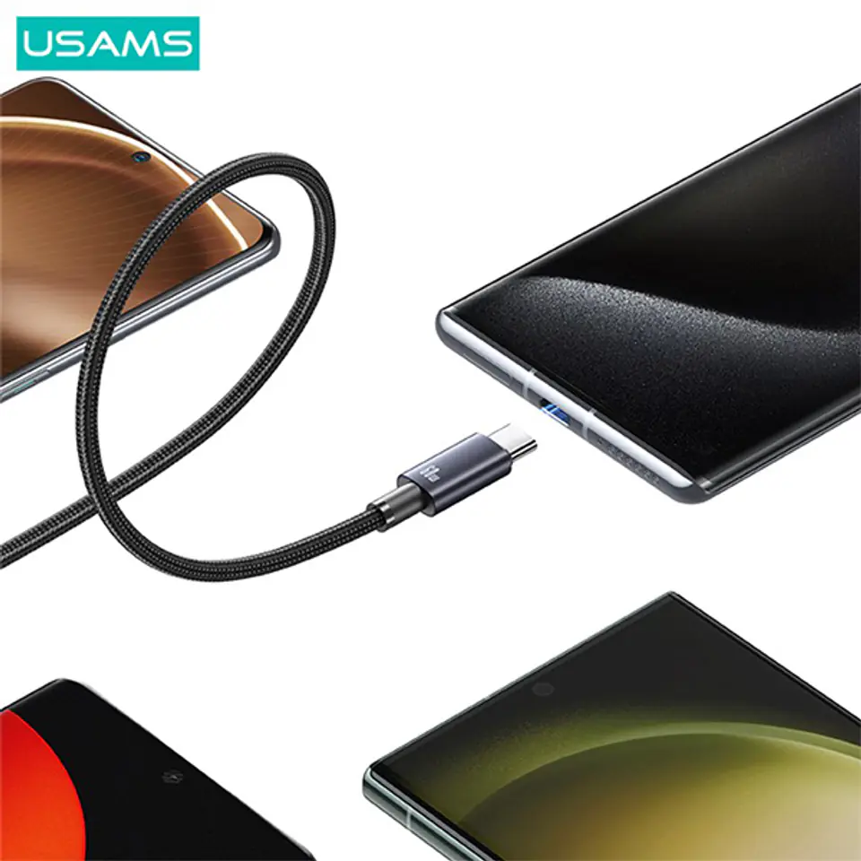 USAMS Kabel USB na USB-C 3A 0,25m Fast Charging stalowy/tarnish SJ680USB01 (US-SJ680)