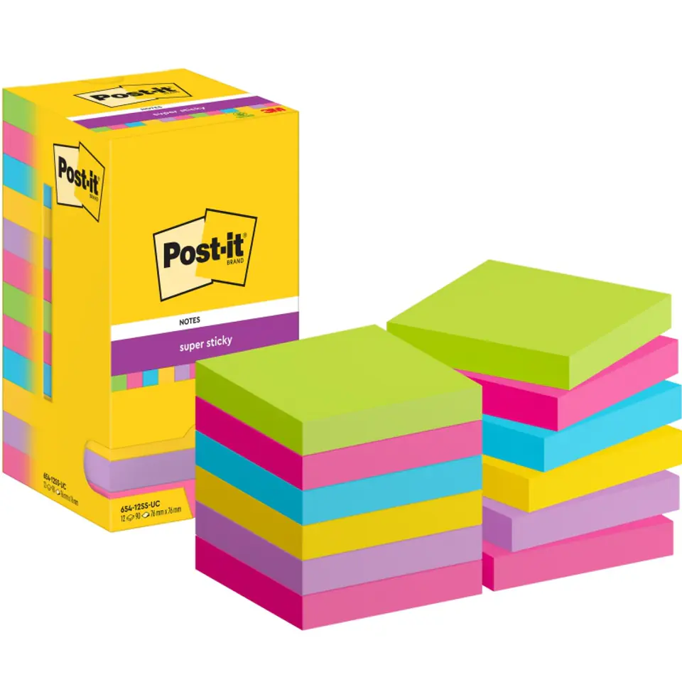 Bloczek samoprzylepny 76x76mm 90k mix kolorów (12szt) Super Sticky POST-IT 4064035065683