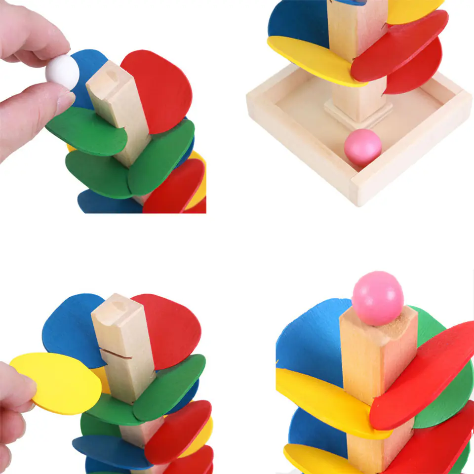 Educational tree blocks wooden ball track