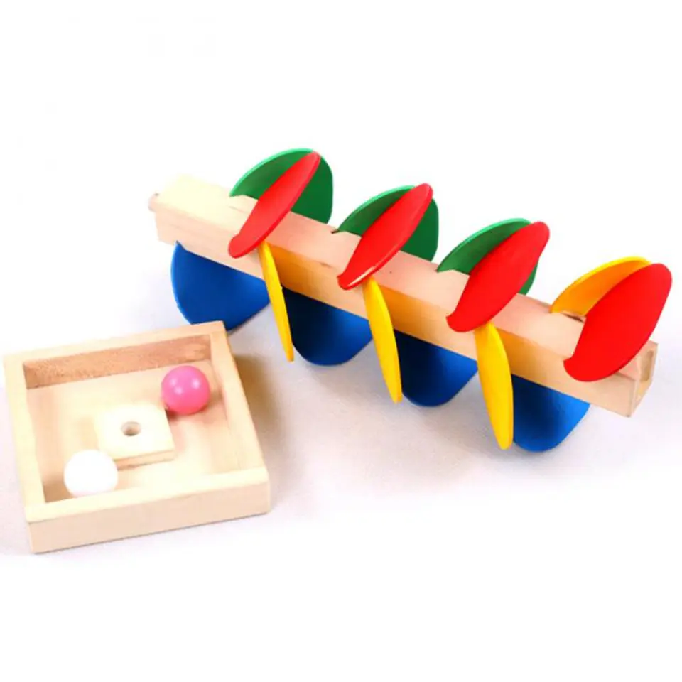 Educational tree blocks wooden ball track