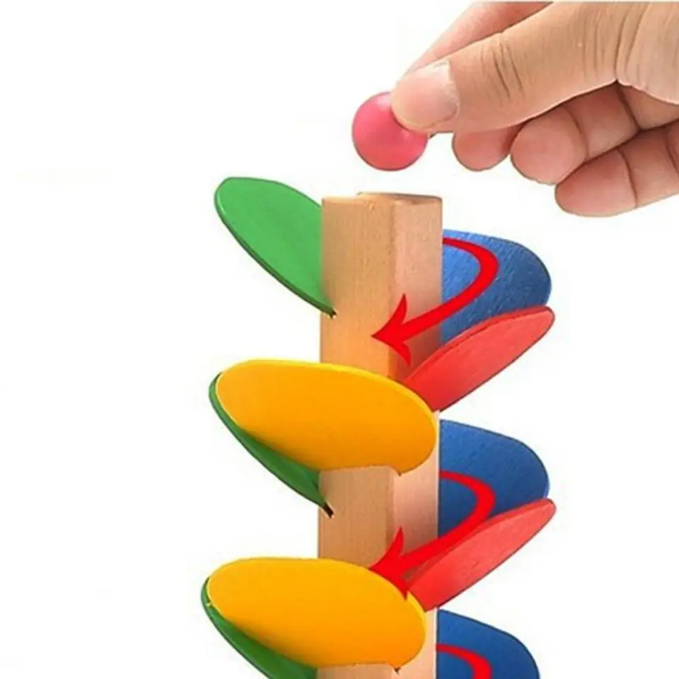 Educational tree blocks wooden ball track