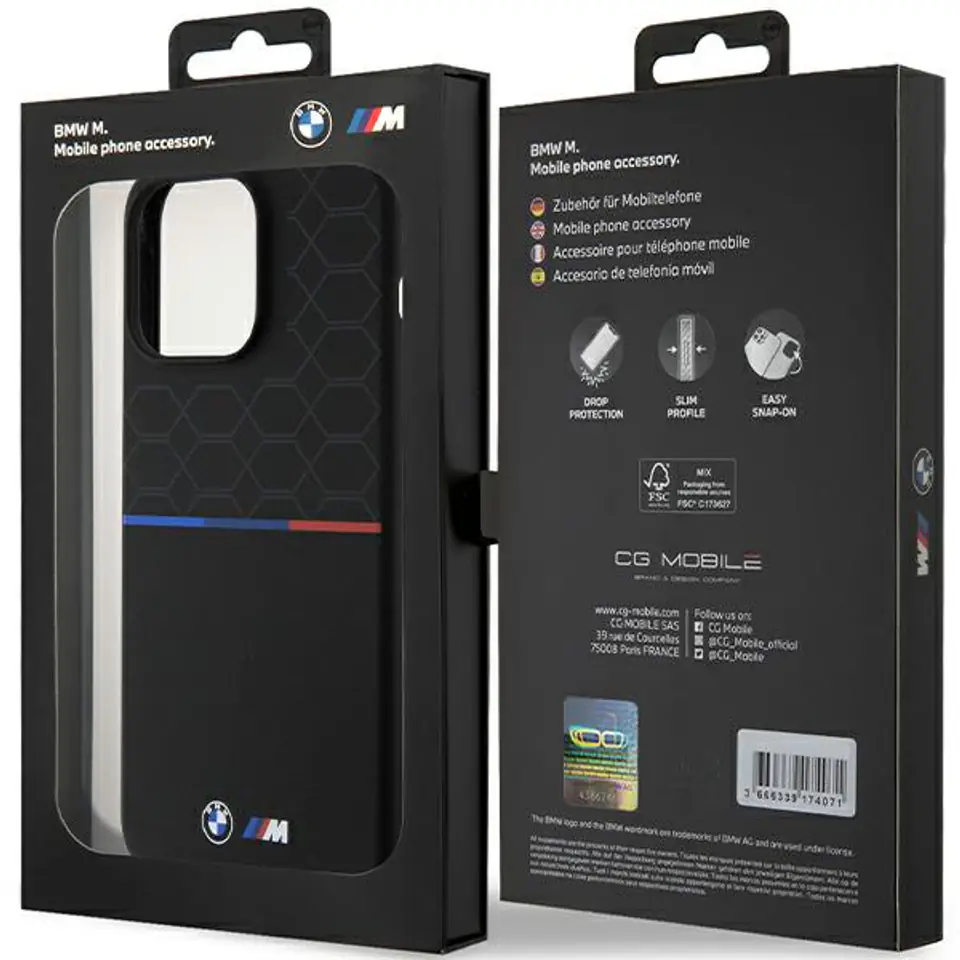 BMW BMHMP15L22SMPK iPhone 15 Pro 6.1" czarny/black hardcase M Silicone Pattern MagSafe