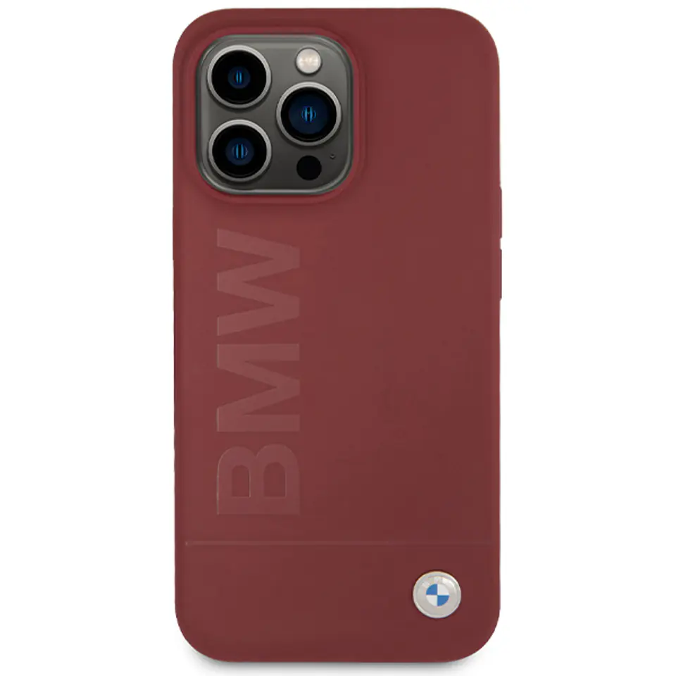 BMW BMHMP15LSLBLRE iPhone 15 Pro 6.1" czerwony/red hardcase Silicone Big Logo MagSafe
