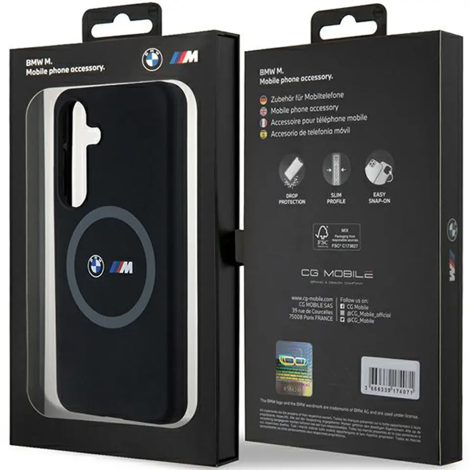 BMW BMHMS24S23SROK S24 S921 czarny/black hardcase M Silicone Printed Ring MagSafe