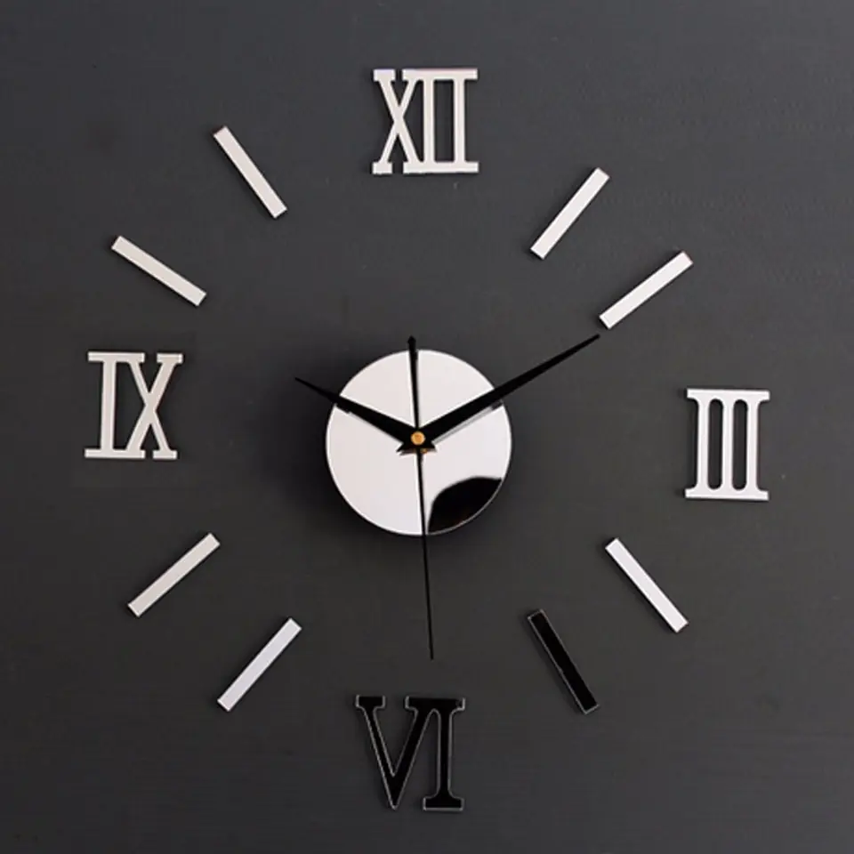 Wall Clock Silver Roman Numerals