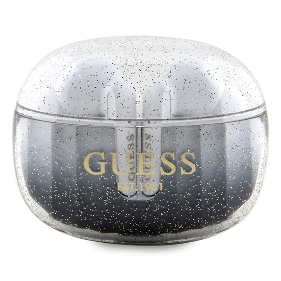 Guess słuchawki Bluetooth GUTWSHDGKEEK TWS + stacja dokująca czarny/black Glitter Gradient